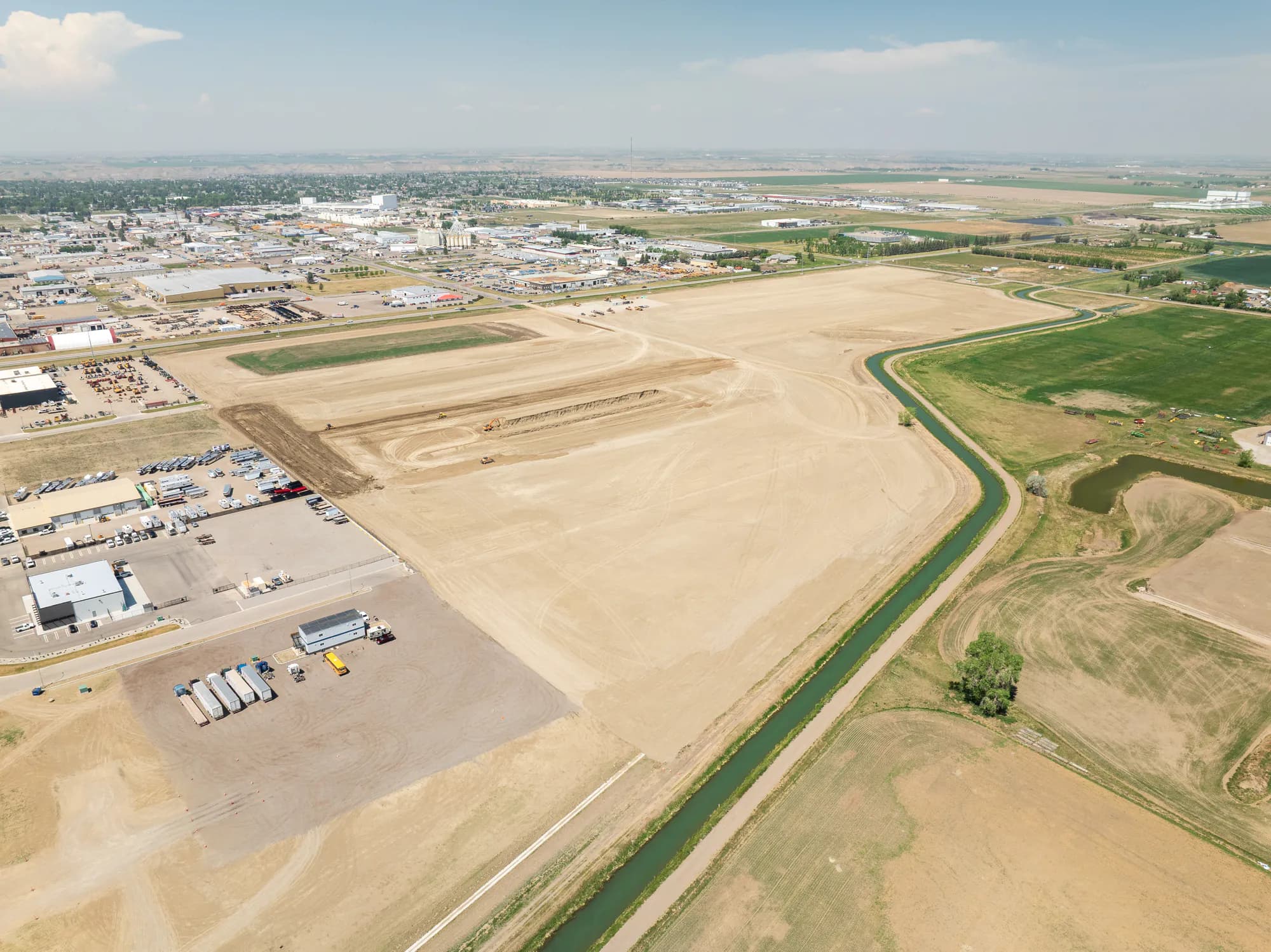 Aerial view of Subterrain preparing a commercial subdivision site in Alberta